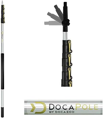 Docapole 6-24 רגל מברשת מזחלת קשיחה עמוד הרחבה של שרצף 11 אינץ 'עם עמוד טלסקופי | מברשת ניקוי ידית ארוכה לצדדי בית, סיפון, מוסך, פטיו